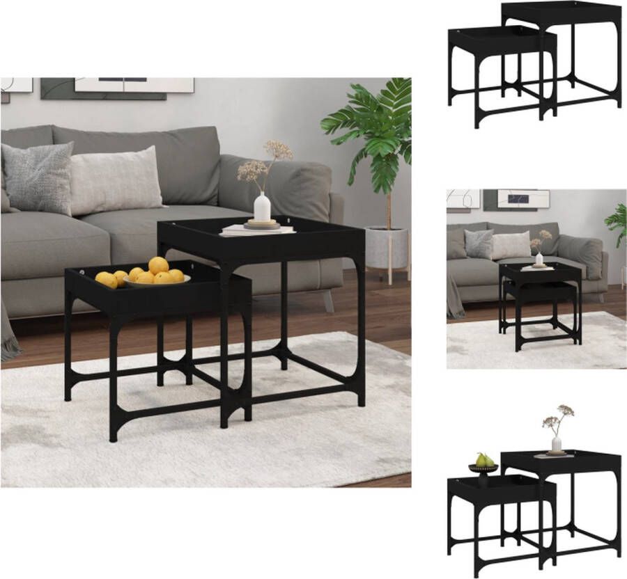 VidaXL Bijzettafel Bijzettafels Salontafel Salontafels Bijzettafels 2 st bewerkt hout zwart