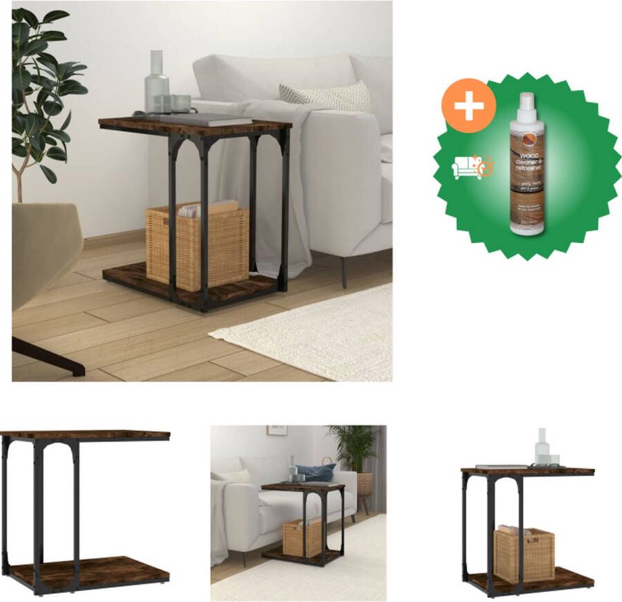 VidaXL Bijzettafel 50x35x52 cm bewerkt hout gerookt eikenkleurig Tafel Inclusief Houtreiniger en verfrisser