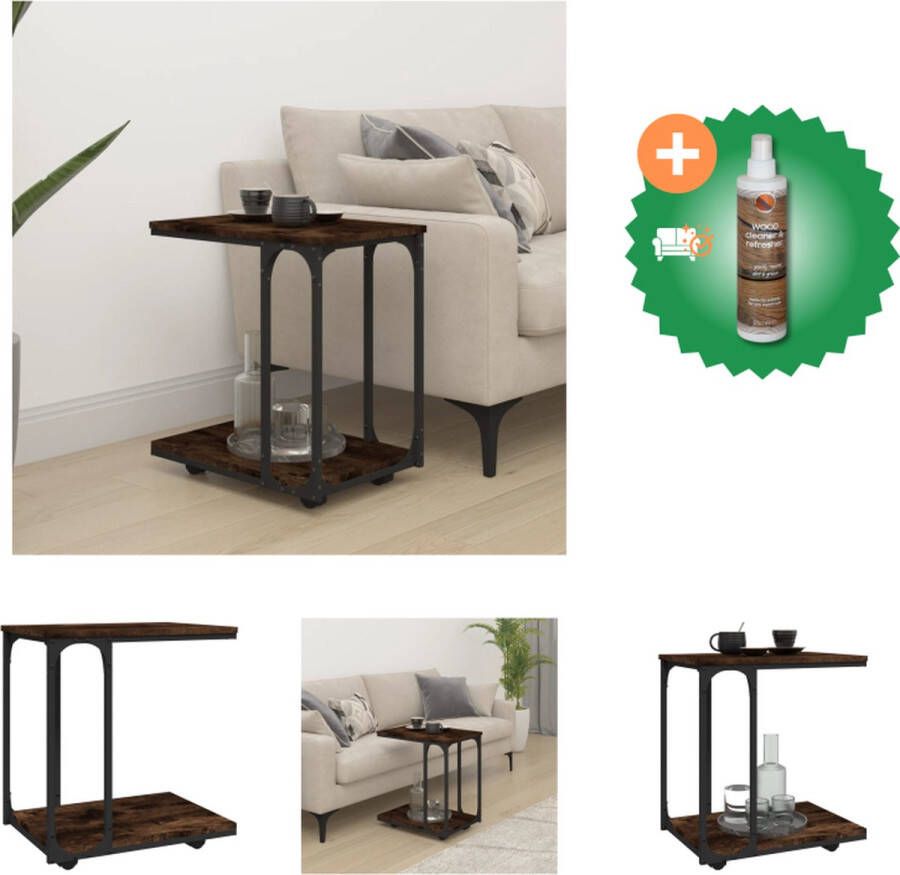VidaXL Bijzettafel Industrieel 50 x 35 x 55.5 cm C-vormig Gerookt eiken Tafel Inclusief Houtreiniger en verfrisser