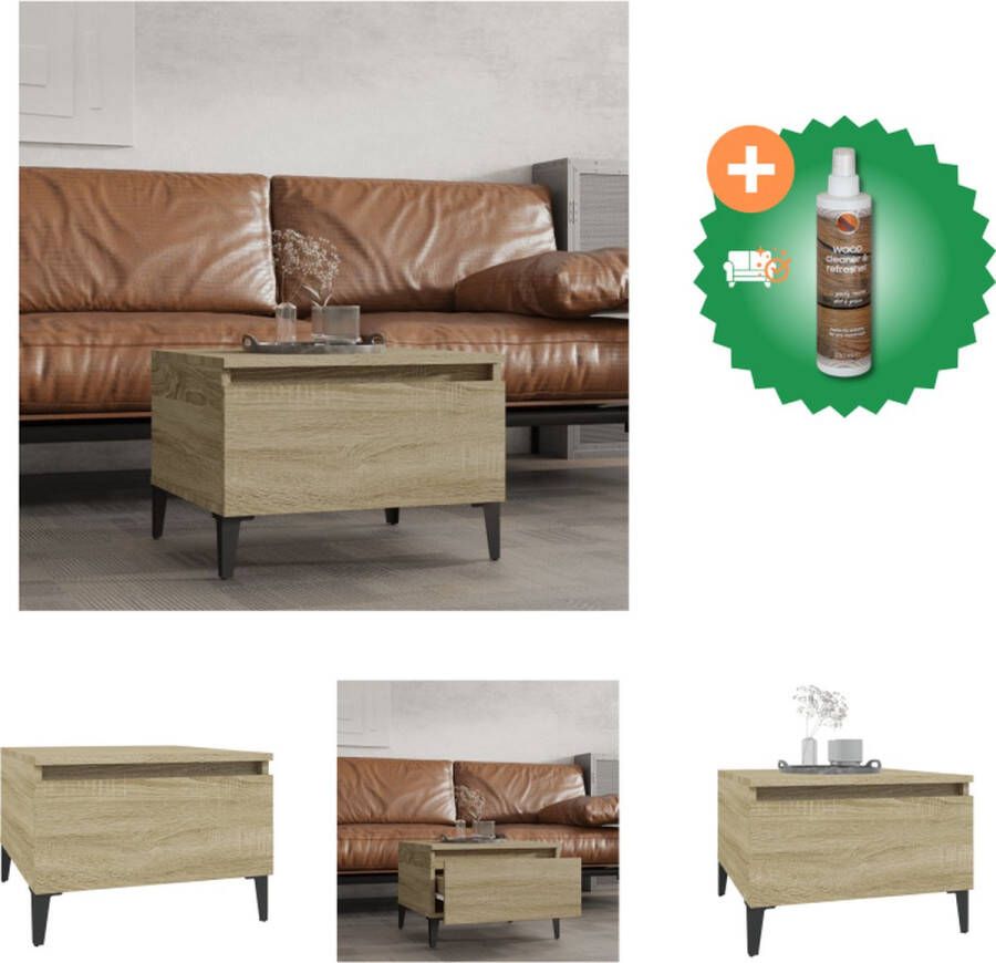 VidaXL Bijzettafel 50x46x35 cm bewerkt hout sonoma eikenkleurig Tafel Inclusief Houtreiniger en verfrisser - Foto 2