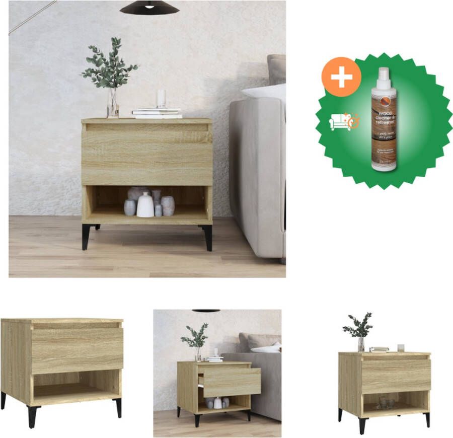 VidaXL Bijzettafel Industrieel 50 x 46 x 50 cm Stevig hout metaal Tafel Inclusief Houtreiniger en verfrisser