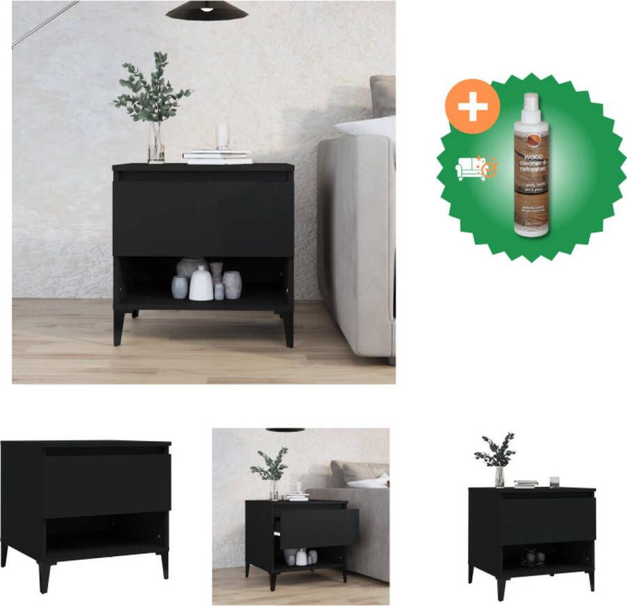 VidaXL Bijzettafel Industrieel 50 x 46 x 50 cm Zwart Tafel Inclusief Houtreiniger en verfrisser