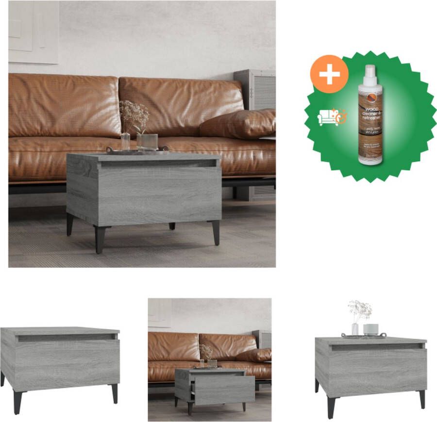 VidaXL Bijzettafel 50x46x35 cm bewerkt hout grijs sonoma eikenkleurig Tafel Inclusief Houtreiniger en verfrisser - Foto 2