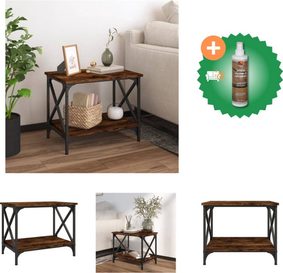 VidaXL Bijzettafel 55x38x45 cm bewerkt hout gerookt eikenkleurig Tafel Inclusief Houtreiniger en verfrisser