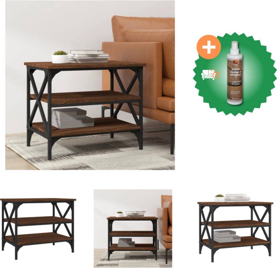 VidaXL Bijzettafel 55x38x45 cm bewerkt hout bruineikenkleurig Tafel Inclusief Houtreiniger en verfrisser - Foto 2