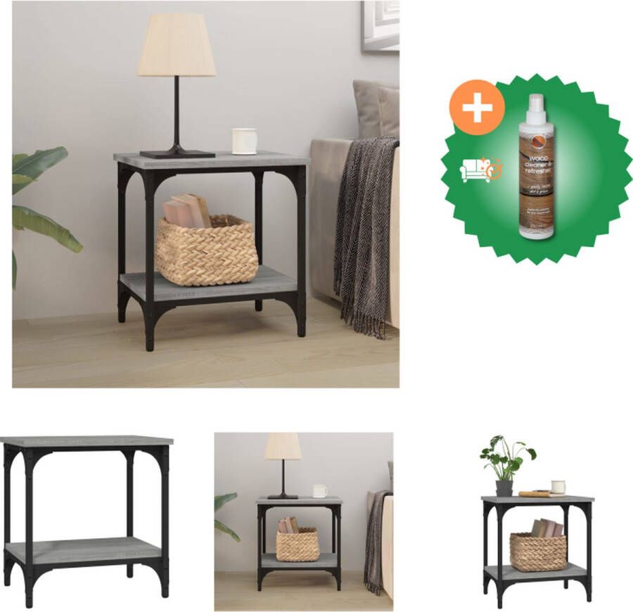 VidaXL Bijzettafel Industrieel Grijs Sonoma Eiken 40x30x42cm Bewerkt Hout en Staal Tafel Inclusief Houtreiniger en verfrisser