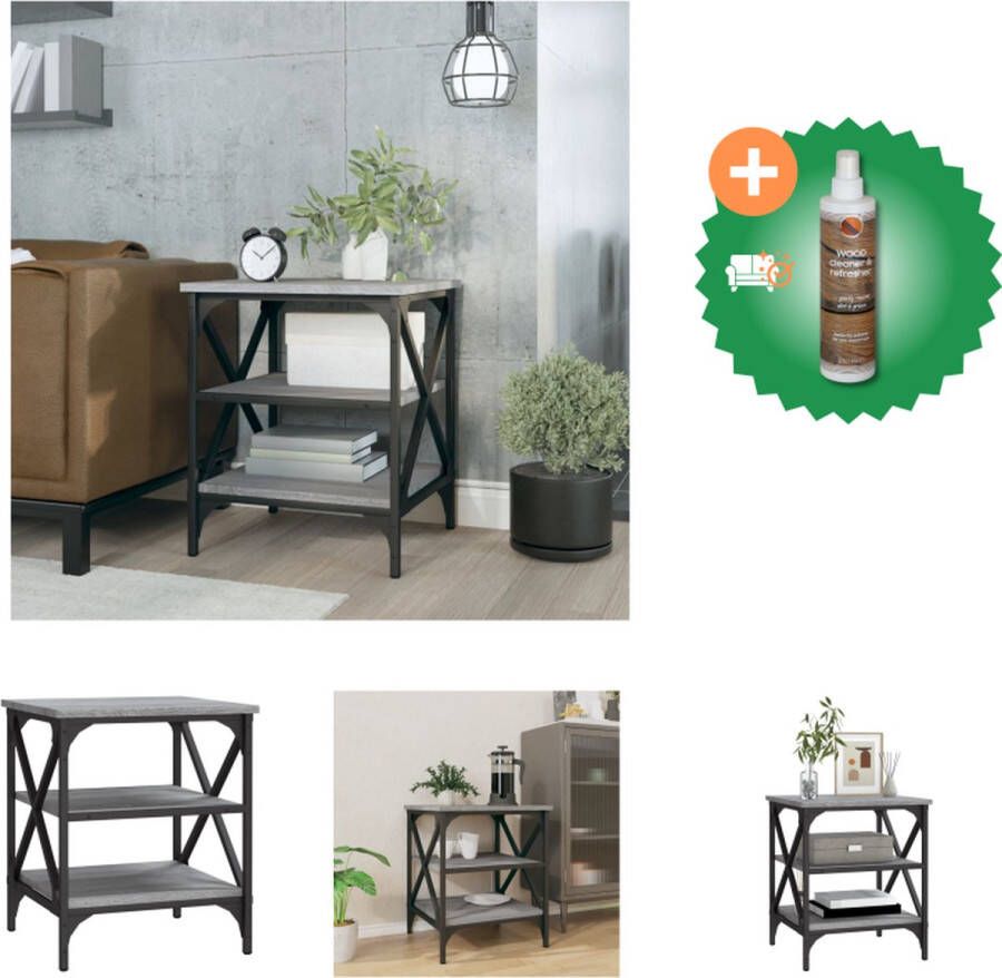 VidaXL Bijzettafel Industrieel Grijs Sonoma Eiken 40x42x50 cm Stevig materiaal Tafel Inclusief Houtreiniger en verfrisser
