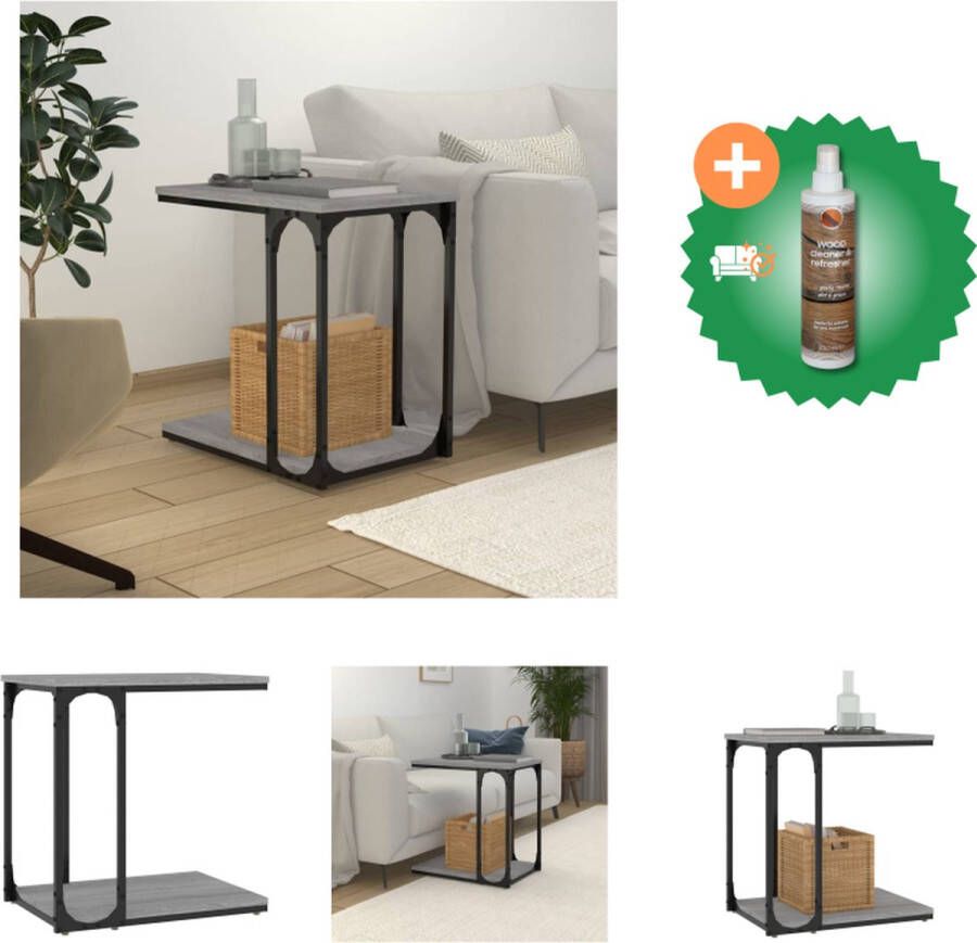 VidaXL Bijzettafel 50x35x52 cm bewerkt hout grijs sonoma eikenkleur Tafel Inclusief Houtreiniger en verfrisser