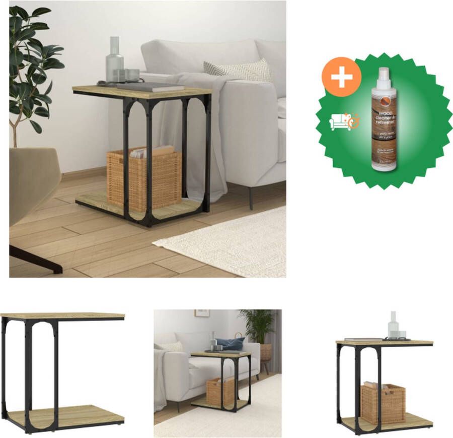 VidaXL Bijzettafel Industrieel Hout en staal 50 x 35 x 52 cm Sonoma eiken Tafel Inclusief Houtreiniger en verfrisser