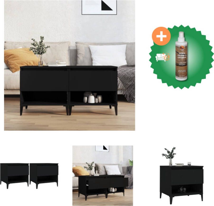 VidaXL Bijzettafel Industrieel Set van 2 Zwart 50 x 46 x 50 cm (L x B x H) Tafel Inclusief Houtreiniger en verfrisser