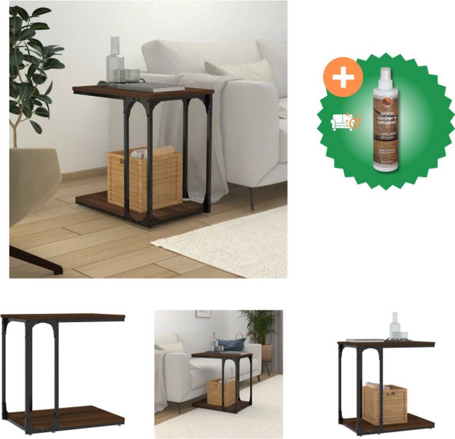 VidaXL Bijzettafel Industrieel Tafel 50 x 35 x 52 cm Bruineiken Tafel Inclusief Houtreiniger en verfrisser