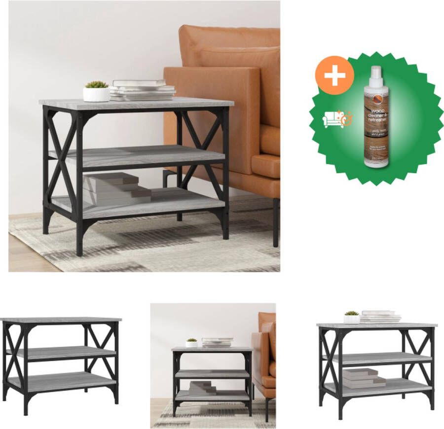 VidaXL Bijzettafel Industrieel Tafeltje 55 x 38 x 45 cm Grijs Sonoma Eiken Tafel Inclusief Houtreiniger en verfrisser