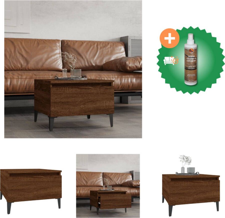 VidaXL Bijzettafel Industrieel Woonkamer 50 x 46 x 35 cm Bruineiken Tafel Inclusief Houtreiniger en verfrisser