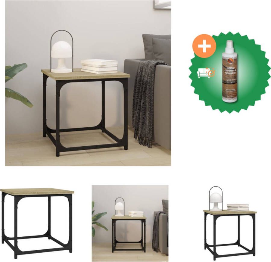 VidaXL Bijzettafel Industriële Salontafel 40 x 40 x 40 cm Sonoma Eiken Tafel Inclusief Houtreiniger en verfrisser
