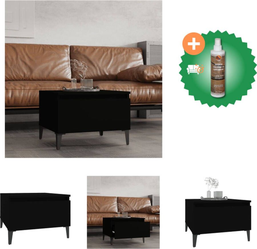 VidaXL Scandinavische bijzettafel bewerkt hout 50 x 46 x 35 cm zwart Tafel Inclusief Houtreiniger en verfrisser