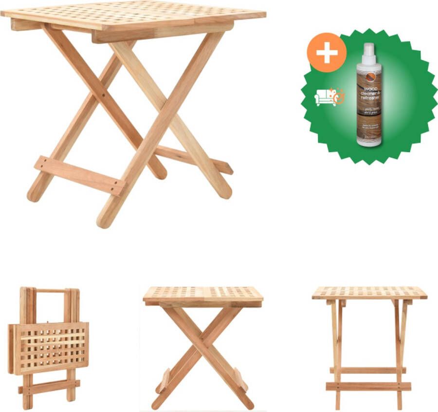 VidaXL Bijzettafel inklapbaar 50x50x49 cm massief walnotenhout Tafel Inclusief Houtreiniger en verfrisser