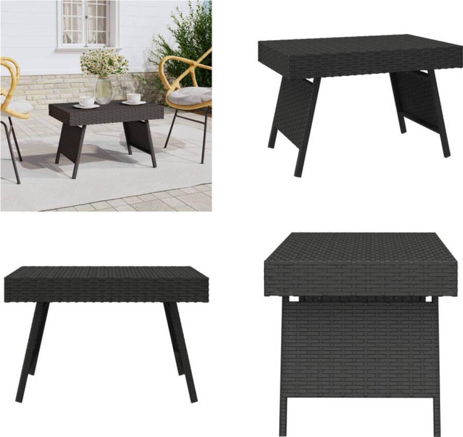 VidaXL -Bijzettafel-inklapbaar-60x40x38-cm-poly-rattan-zwart - Foto 2