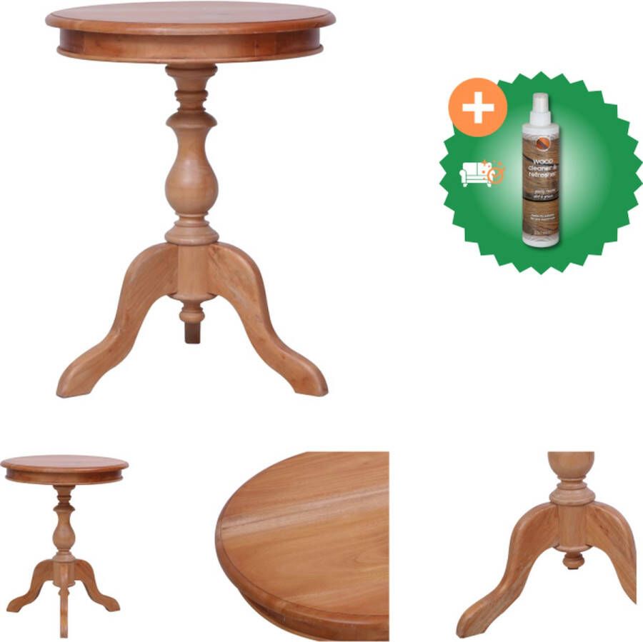 VidaXL Bijzettafel 50x50x65 cm massief mahoniehout natuurlijk Tafel Inclusief Houtreiniger en verfrisser