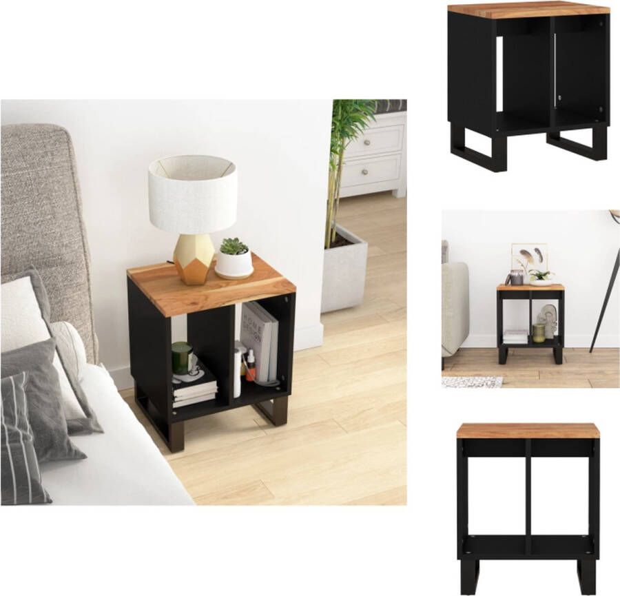 VidaXL Bijzettafel Bijzettafels Eindtafel Eindtafels Bijzettafel 40x31x46 cm massief acaciahout en bewerkt hout - Foto 2