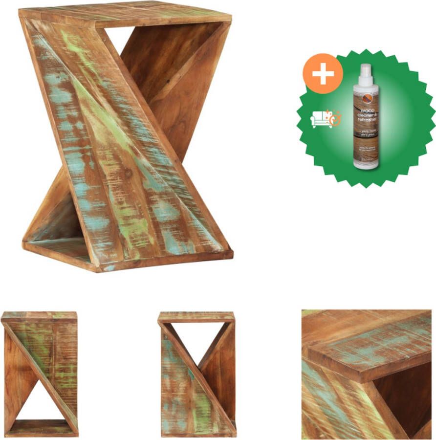 VidaXL Bijzettafel Massief gerecycled hout 35 x 35 x 55 cm Gedraaid ontwerp Tafel Inclusief Houtreiniger en verfrisser