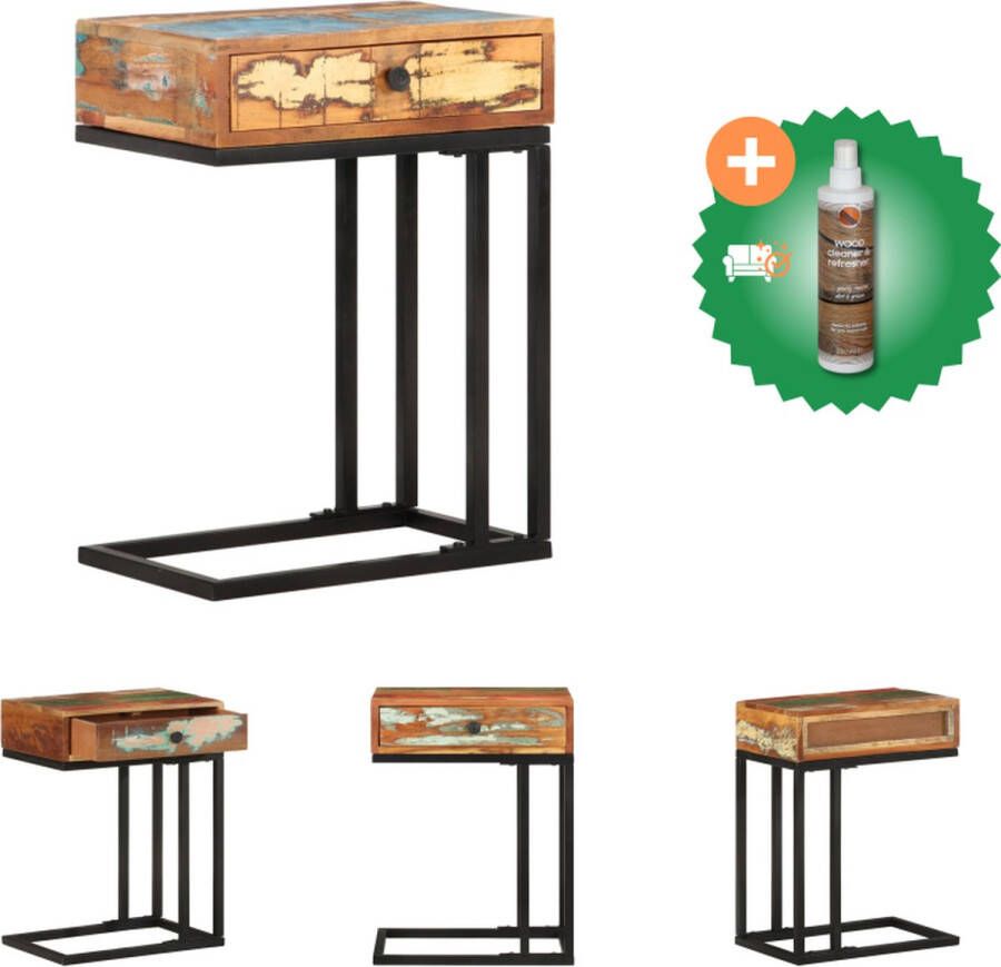 VidaXL Bijzettafel Massief gerecycled hout U-vorm 45 x 30 x 61 cm Uniek design Tafel Inclusief Houtreiniger en verfrisser