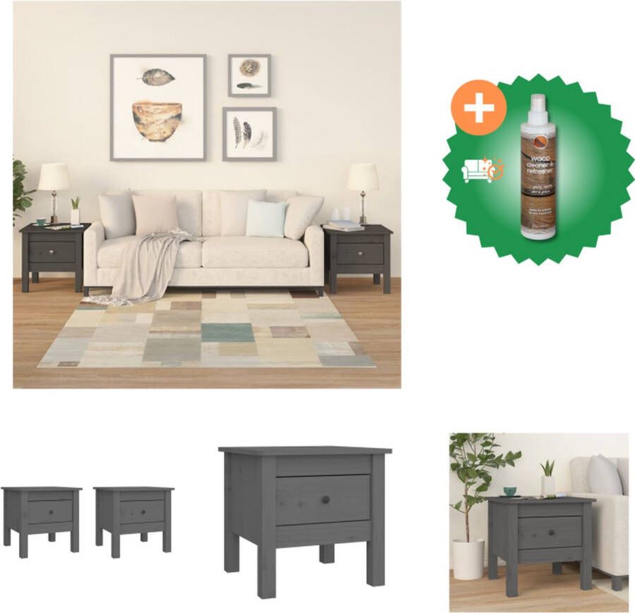 VidaXL Bijzettafel Massief grenenhout 40 x 40 x 39 cm set van 2 Tafel Inclusief Houtreiniger en verfrisser