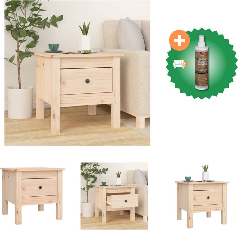 VidaXL Bijzettafel Massief Grenenhout 40 x 40 x 39 cm Tafel Inclusief Houtreiniger en verfrisser