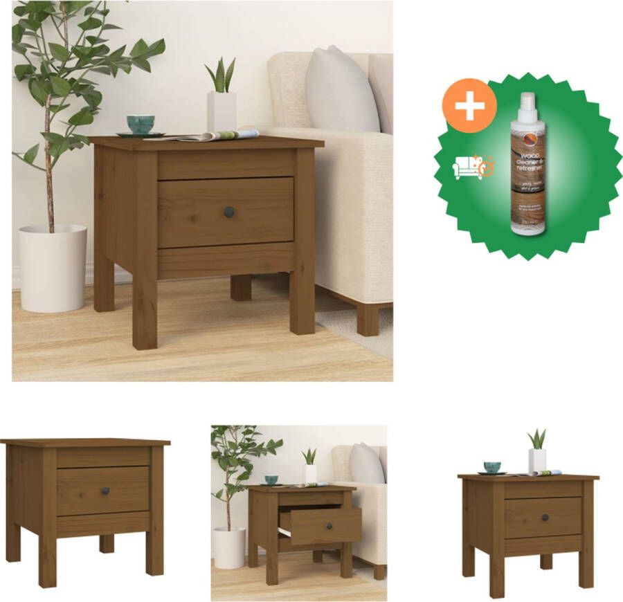 VidaXL Bijzettafel 40x40x39 cm massief grenenhout honingbruin Tafel Inclusief Houtreiniger en verfrisser