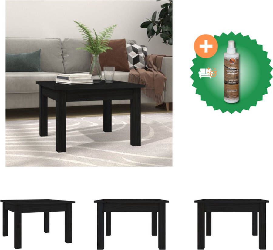 VidaXL Bijzettafel Massief Grenenhout 45 x 45 x 30 cm Zwart Tafel Inclusief Houtreiniger en verfrisser
