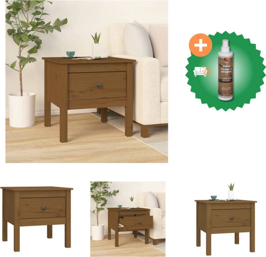 VidaXL Bijzettafel Massief Grenenhout 50 x 50 x 49 cm Honingbruin Tafel Inclusief Houtreiniger en verfrisser