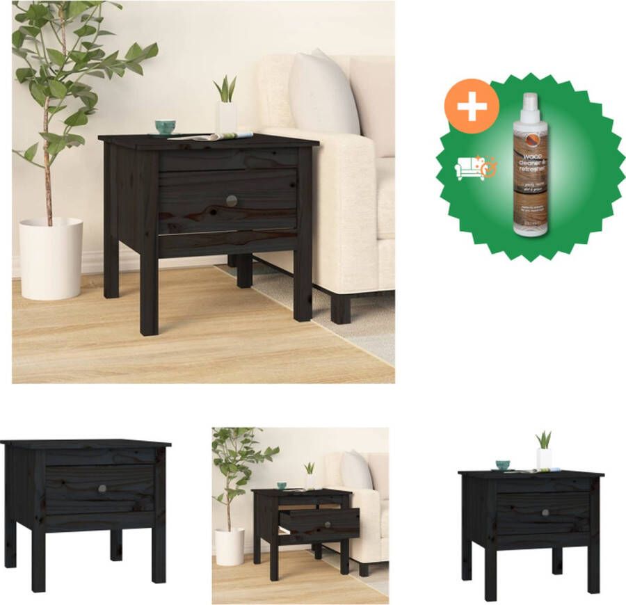 VidaXL Bijzettafel Massief grenenhout 50 x 50 x 49 cm Zwart Tafel Inclusief Houtreiniger en verfrisser
