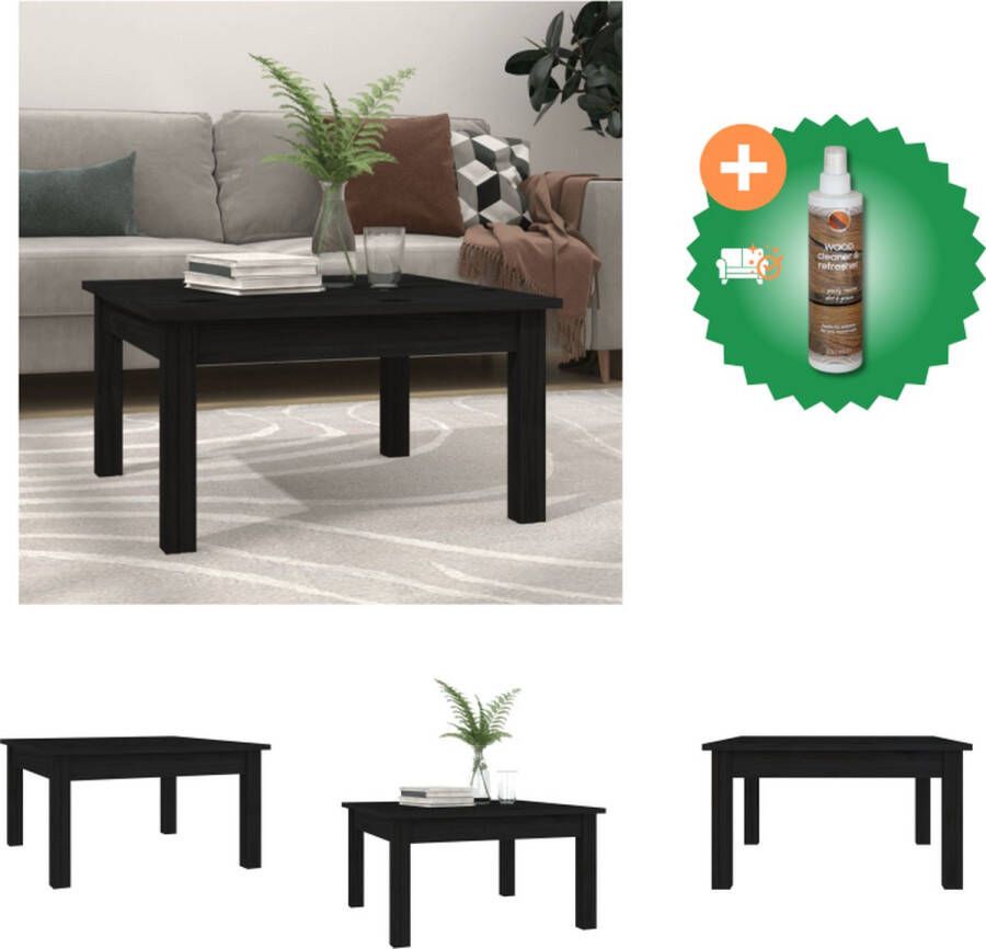 VidaXL Bijzettafel Massief grenenhout 55 x 55 x 30 cm Zwart Tafel Inclusief Houtreiniger en verfrisser