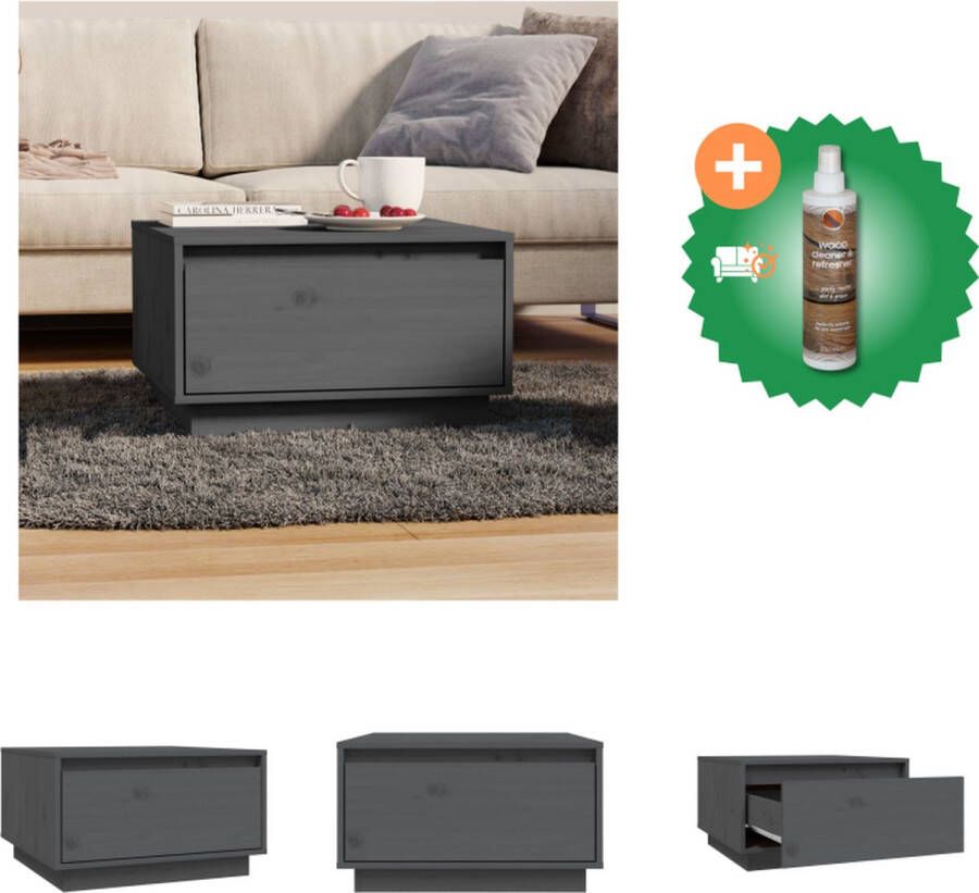 VidaXL Bijzettafel Massief Grenenhout Grijs 55x56x32 cm Zweefpoten Tafel Inclusief Houtreiniger en verfrisser