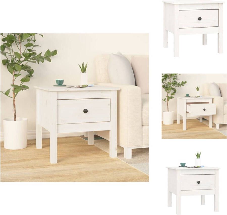 VidaXL Bijzettafel Bijzettafels Eindtafel Salontafel Bijzettafel 50x50x49 cm massief grenenhout wit - Foto 2
