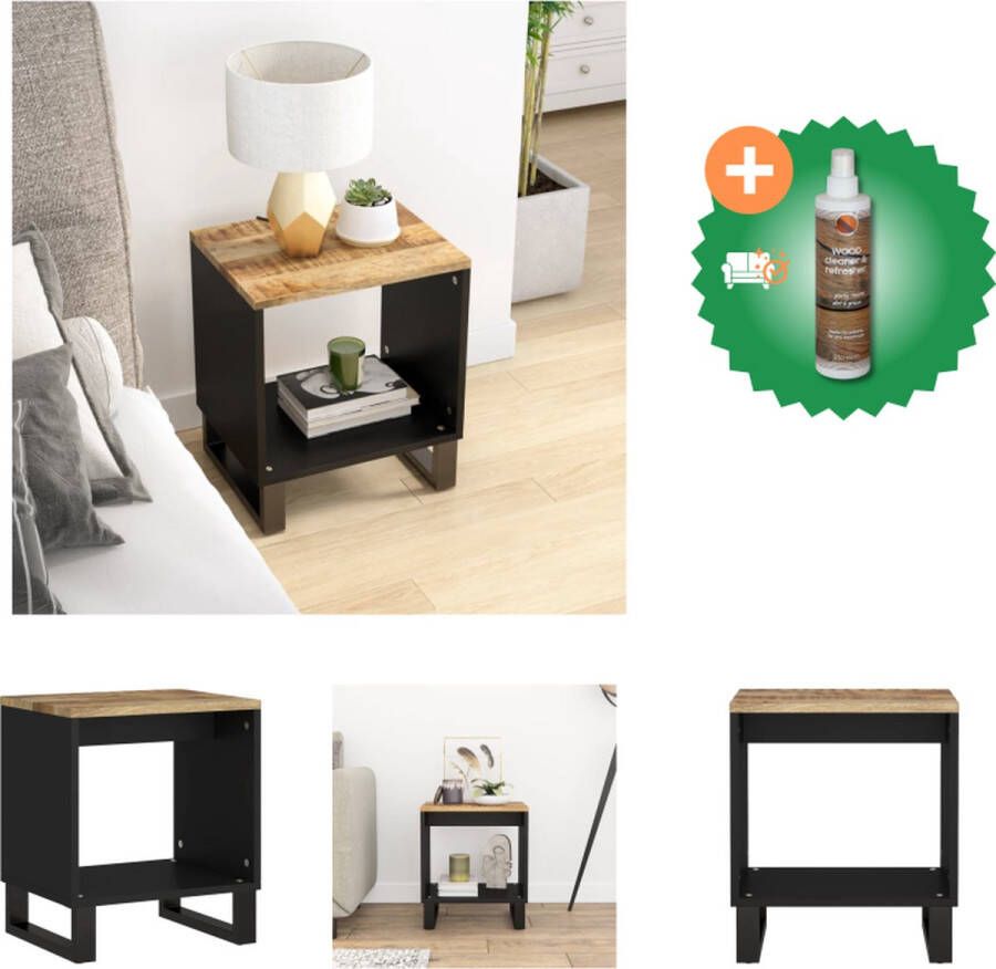 VidaXL Bijzettafel Massief Mangohout 40 x 31 x 46 cm Metalen poten Tafel Inclusief Houtreiniger en verfrisser