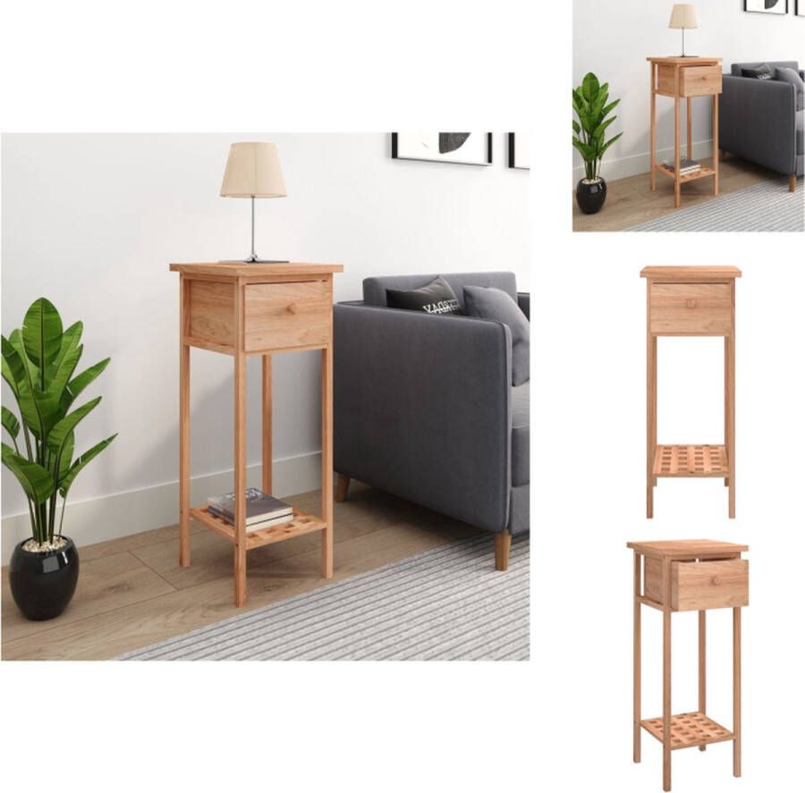 VidaXL Bijzettafel Massief walnoot Met opbergfunctie Stevig en stabiel Breed toepasbaar Waarschuwing- wandmontage vereist Tafel