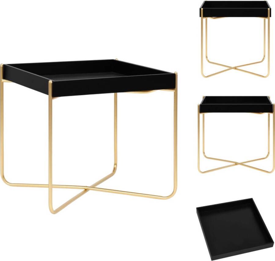 VidaXL Salontafel Salontafels Tafel Tafels Bijzettafel 38x38x38 5 cm MDF zwart en goudkleurig - Foto 2