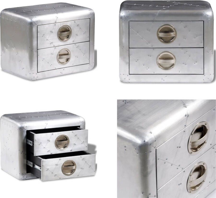 VidaXL Bijzettafel met 2 lades in vintage luchtvaartstijl Bijzettafel Bijzettafels Bijzet Tafel Bijzet Tafels