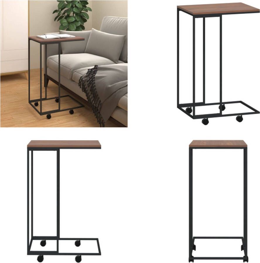 VidaXL Bijzettafel met wieltjes 40x30x63-5 bewerkt hout zwart Bijzettafeltje Bijzettafeltjes Salontafel Bijzettafel