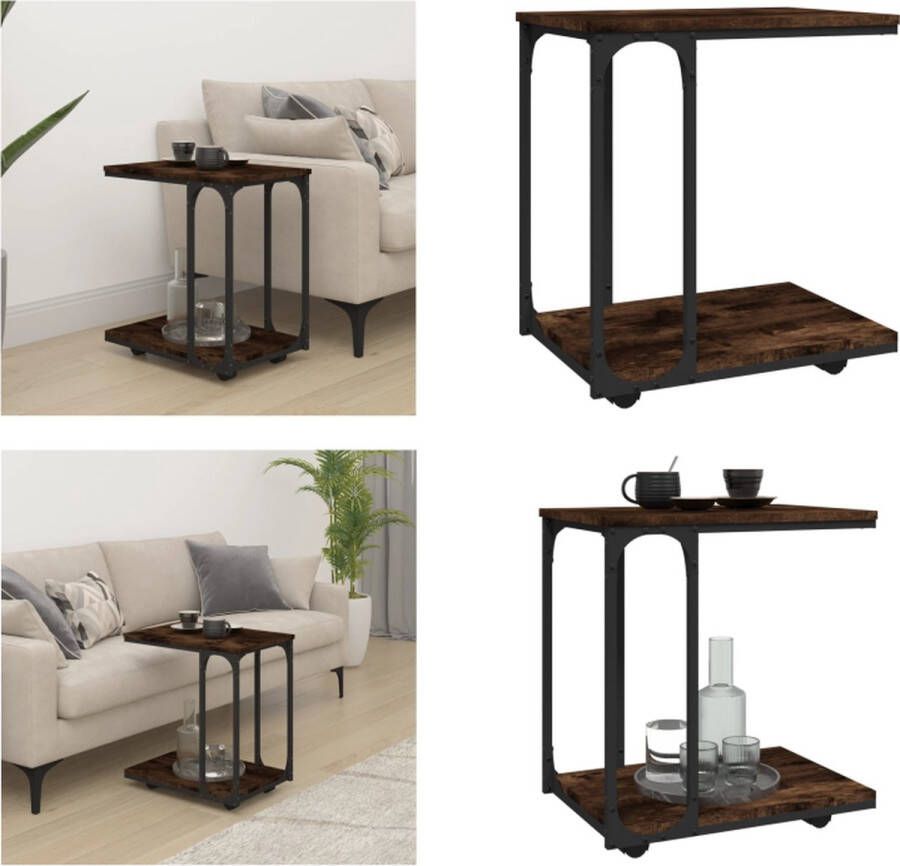 VidaXL -Bijzettafel-met-wieltjes-50x35x55 5-cm-hout-gerookt-eikenkleur