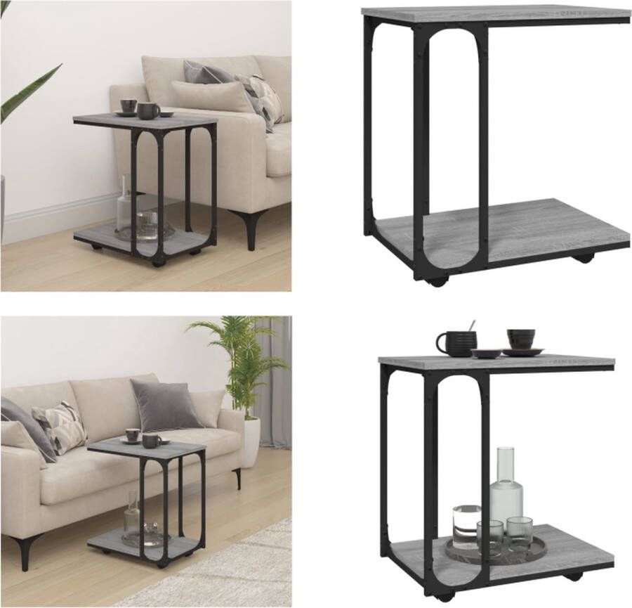 VidaXL -Bijzettafel-met-wieltjes-50x35x55 5-cm-hout-grijs-sonoma-eiken