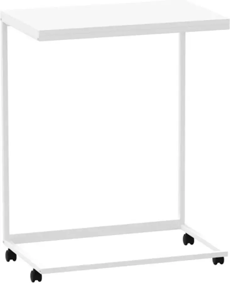 VidaXL -Bijzettafel-met-wieltjes-55x35x70-cm-bewerkt-hout-wit - Foto 2