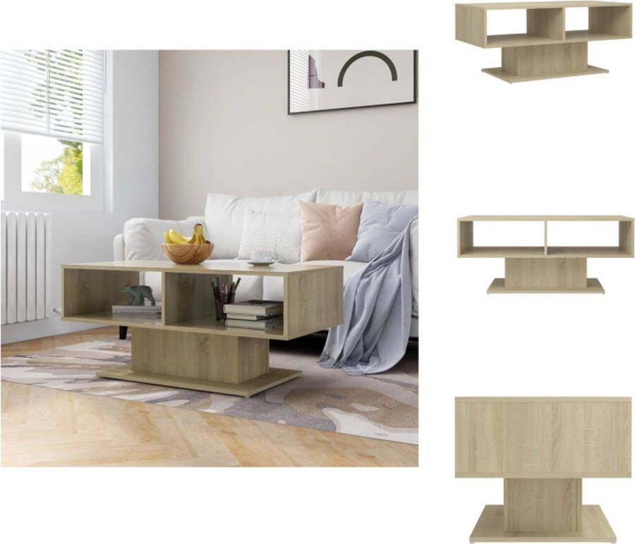 VidaXL Bijzettafel Opbergschap Veilig tafelblad Modern Kleur- Sonoma eiken Materiaal- Spaanplaat Afmetingen- 103.5 x 50 x 44.5 cm Montage vereist Tafel - Foto 2