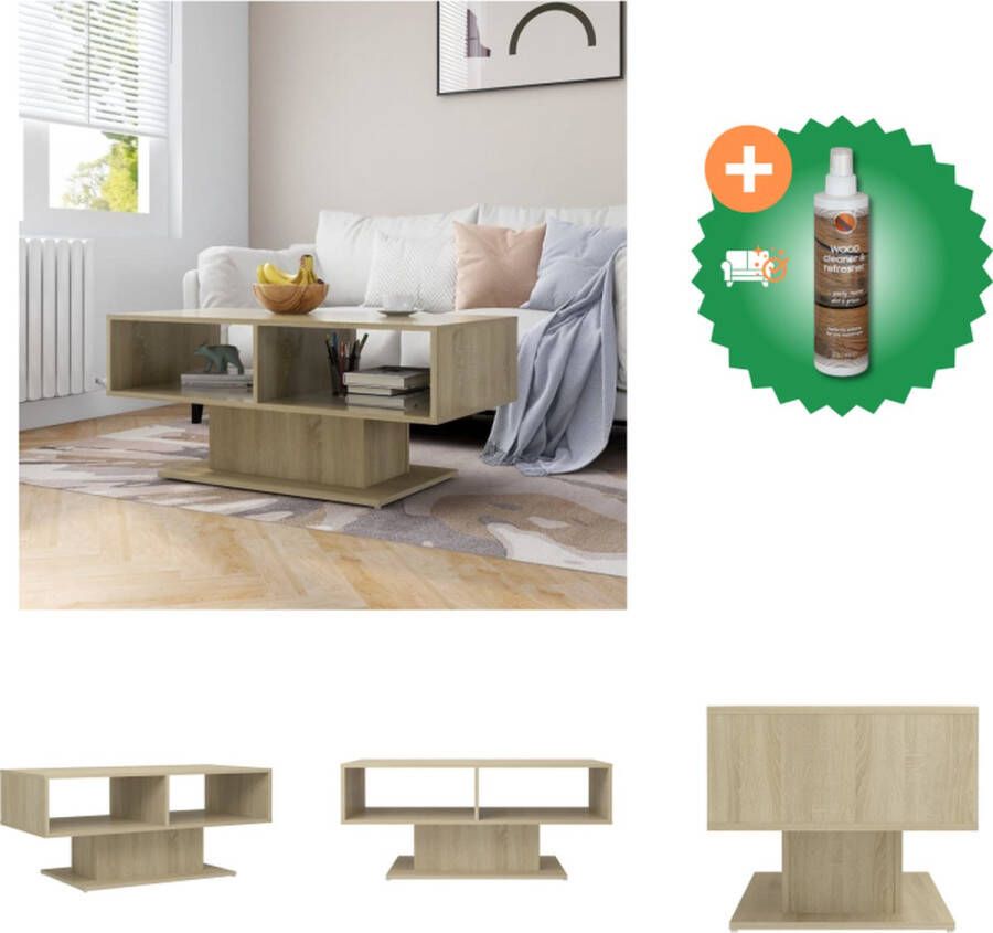 VidaXL Bijzettafel Opbergschap Veilig tafelblad Modern Kleur- Sonoma eiken Materiaal- Spaanplaat Afmetingen- 103.5 x 50 x 44.5 cm Montage vereist Tafel Inclusief Houtreiniger en verfrisser