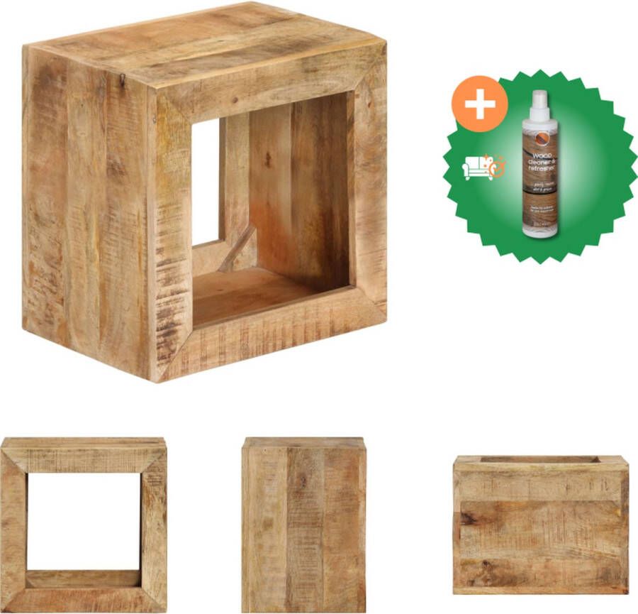 VidaXL bijzettafel Retro massief mangohout 40x30x40 cm Tafel Inclusief Houtreiniger en verfrisser