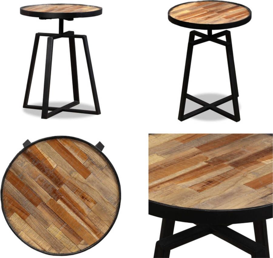 VidaXL Bijzettafel rond massief gerecycled teakhout Bijzettafel Bijzettafels Teakhouten Tafel Teakhouten Tafels