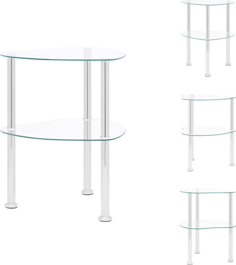 VidaXL Salontafel Salontafels Tafel Tafels Bijzettafel 2-laags 38x38x50 cm gehard glas transparant - Foto 2