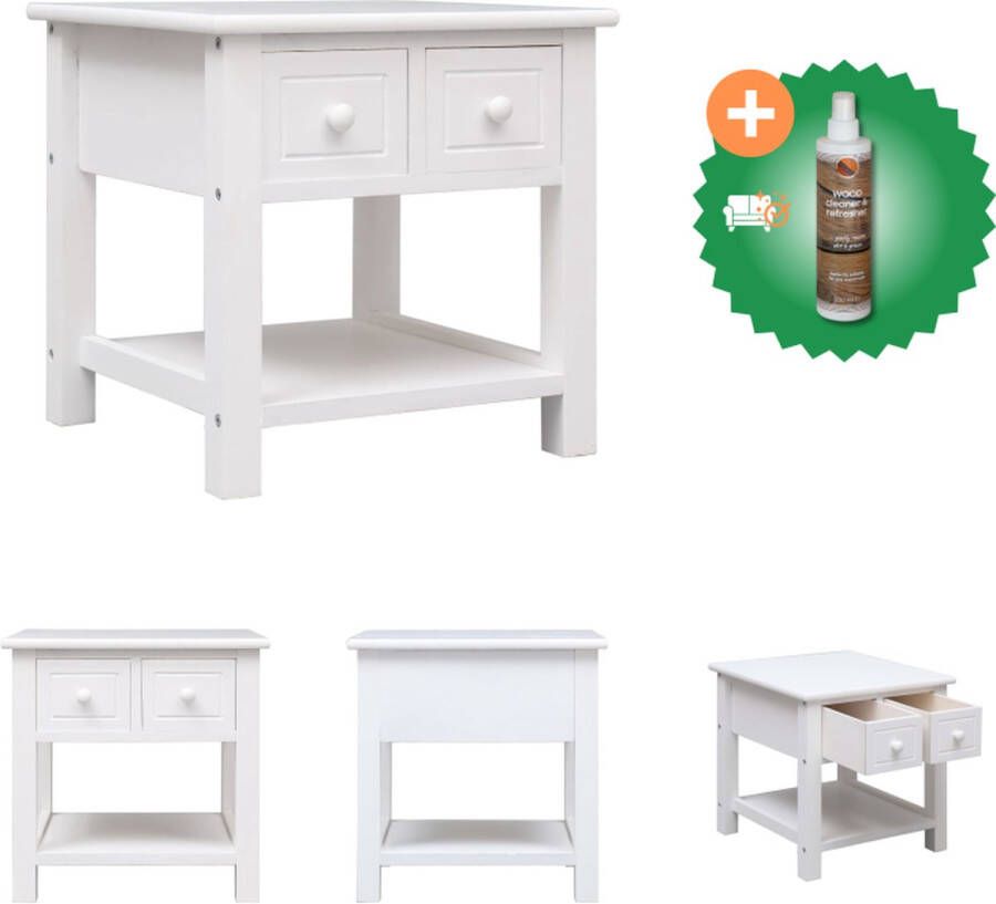 VidaXL Bijzettafel Salontafel 40 x 40 x 40 cm Paulowniahout en MDF Tafel Inclusief Houtreiniger en verfrisser