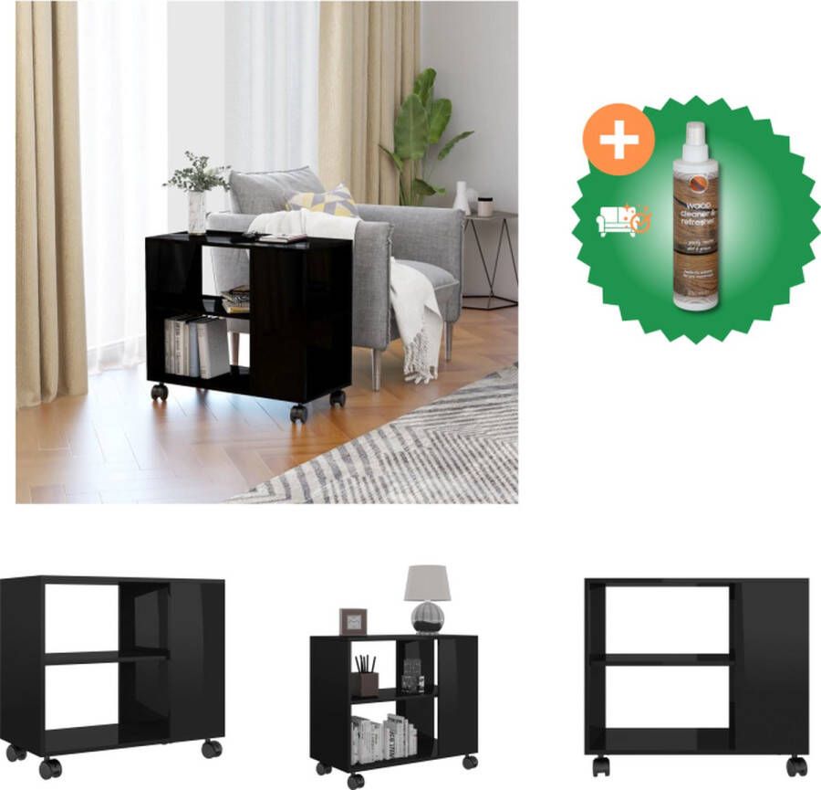 VidaXL Bijzettafel Salontafel bewerkt hout 70x35x55 cm Wielen Tafel Inclusief Houtreiniger en verfrisser