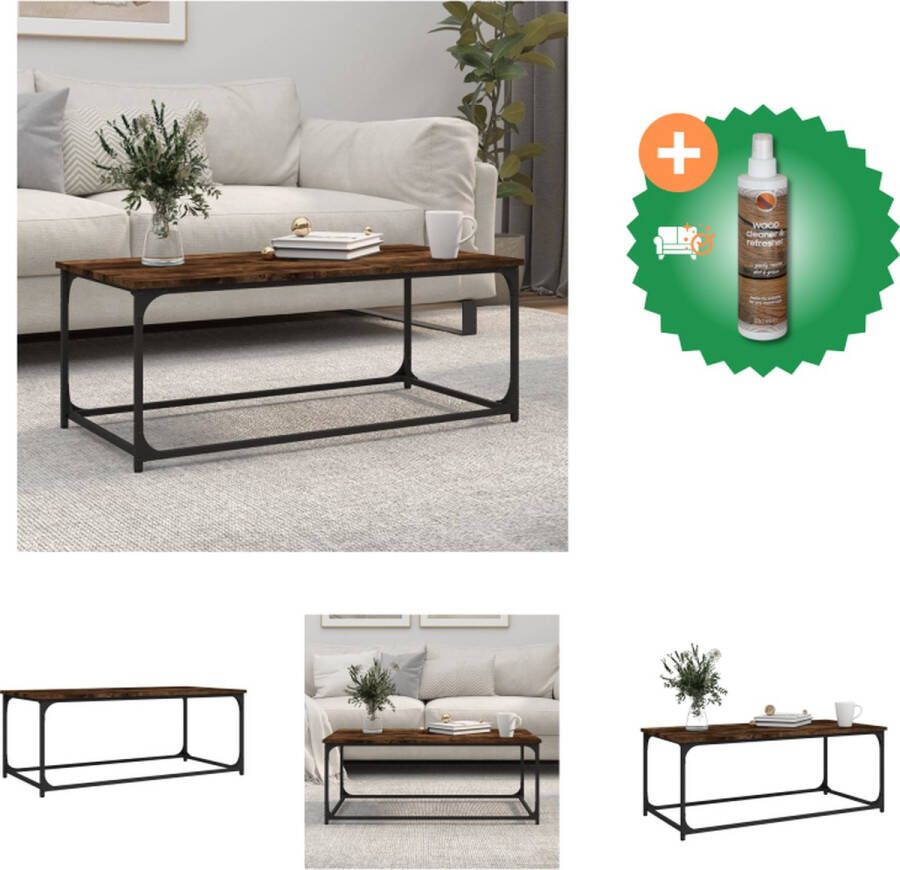 VidaXL Salontafel 102x50x40 cm bewerkt hout en ijzer gerookt eiken Tafel Inclusief Houtreiniger en verfrisser